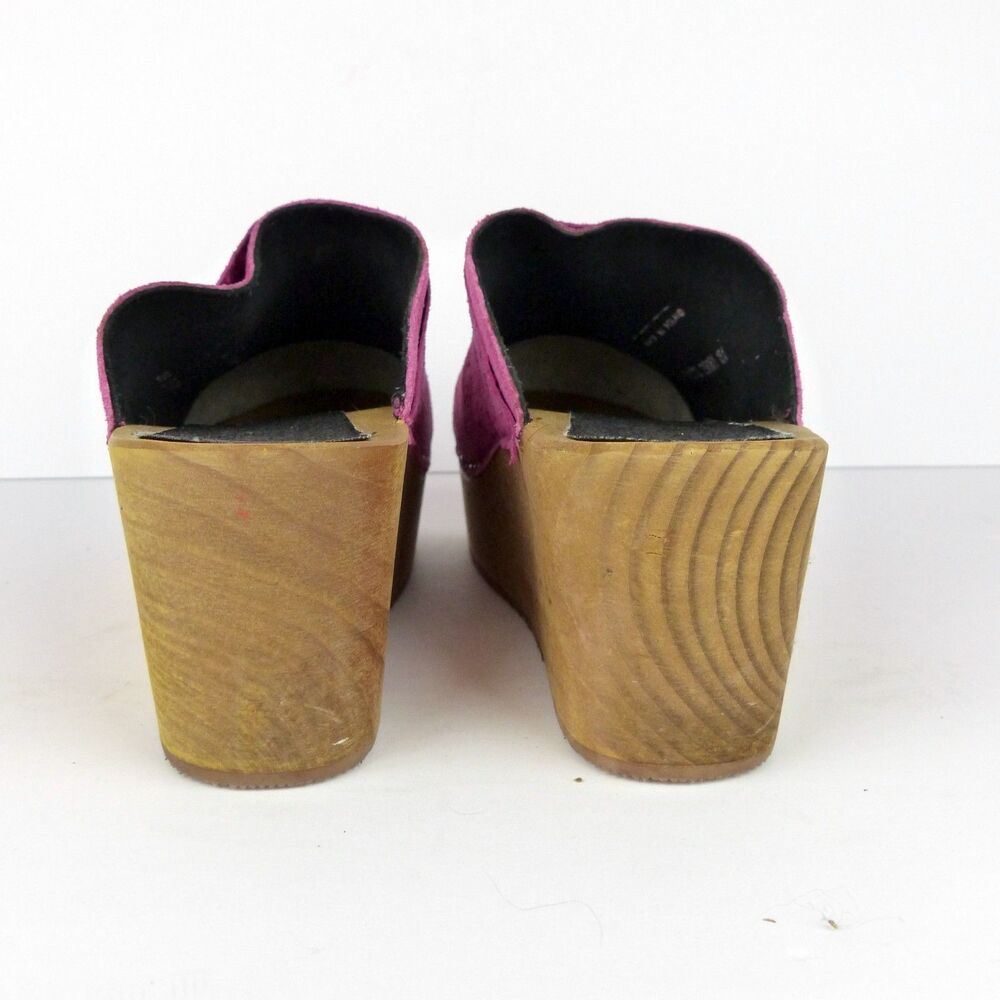 Sanita Platform Mule Clogs Womens 8-8.5 US 39 Pink Floral Suede Boho Sweden - Picture 12 of 16